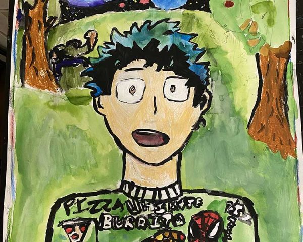 Student portrait art project in kids art classes NYC